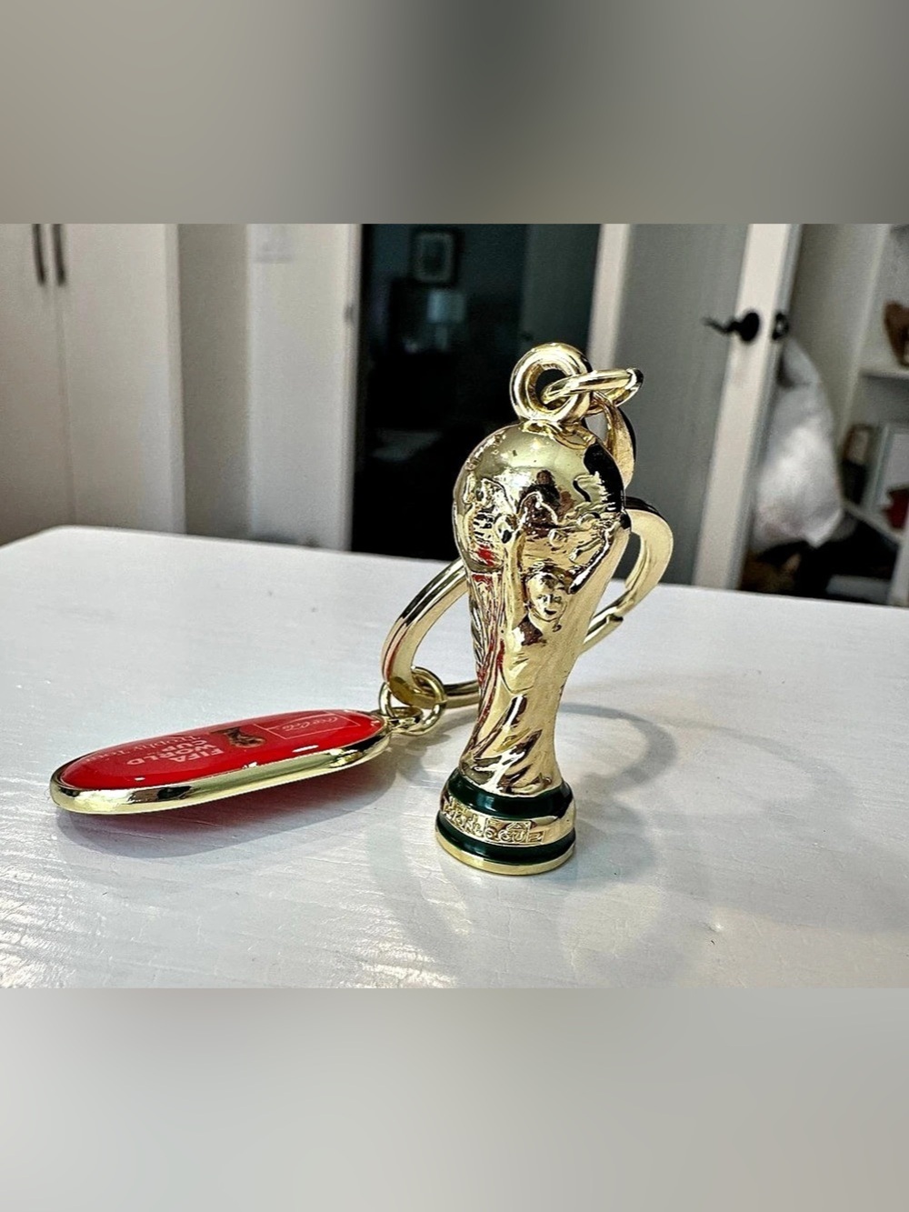 FIFA Official World Cup Trophy Tour Keychain Gold & Red